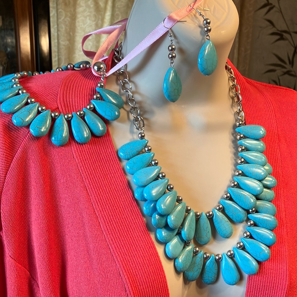 Gorgeous Stone Set Beaded Necklace, Anklet and Earring Set